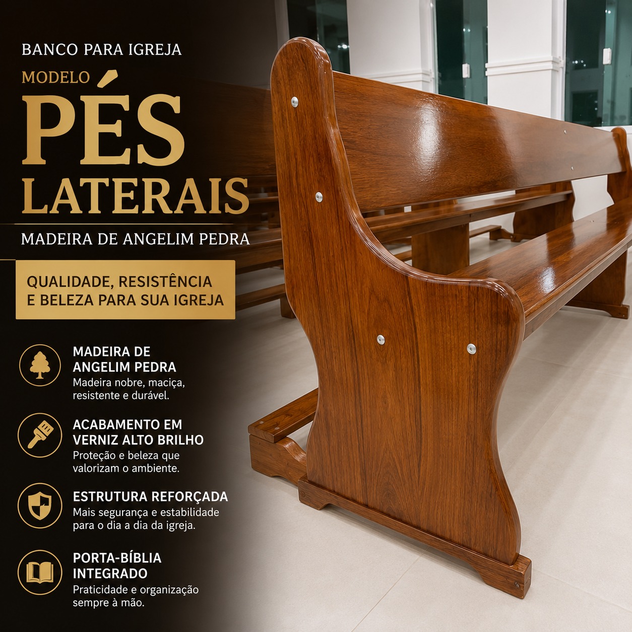 Bancos para igreja – Marcenaria Rezende